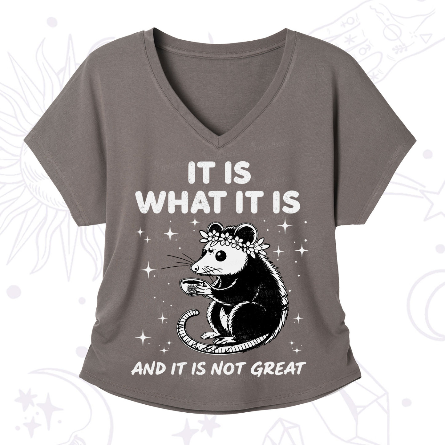 Purplehecate Possum It Is What It Is V-Neck T-Shirt