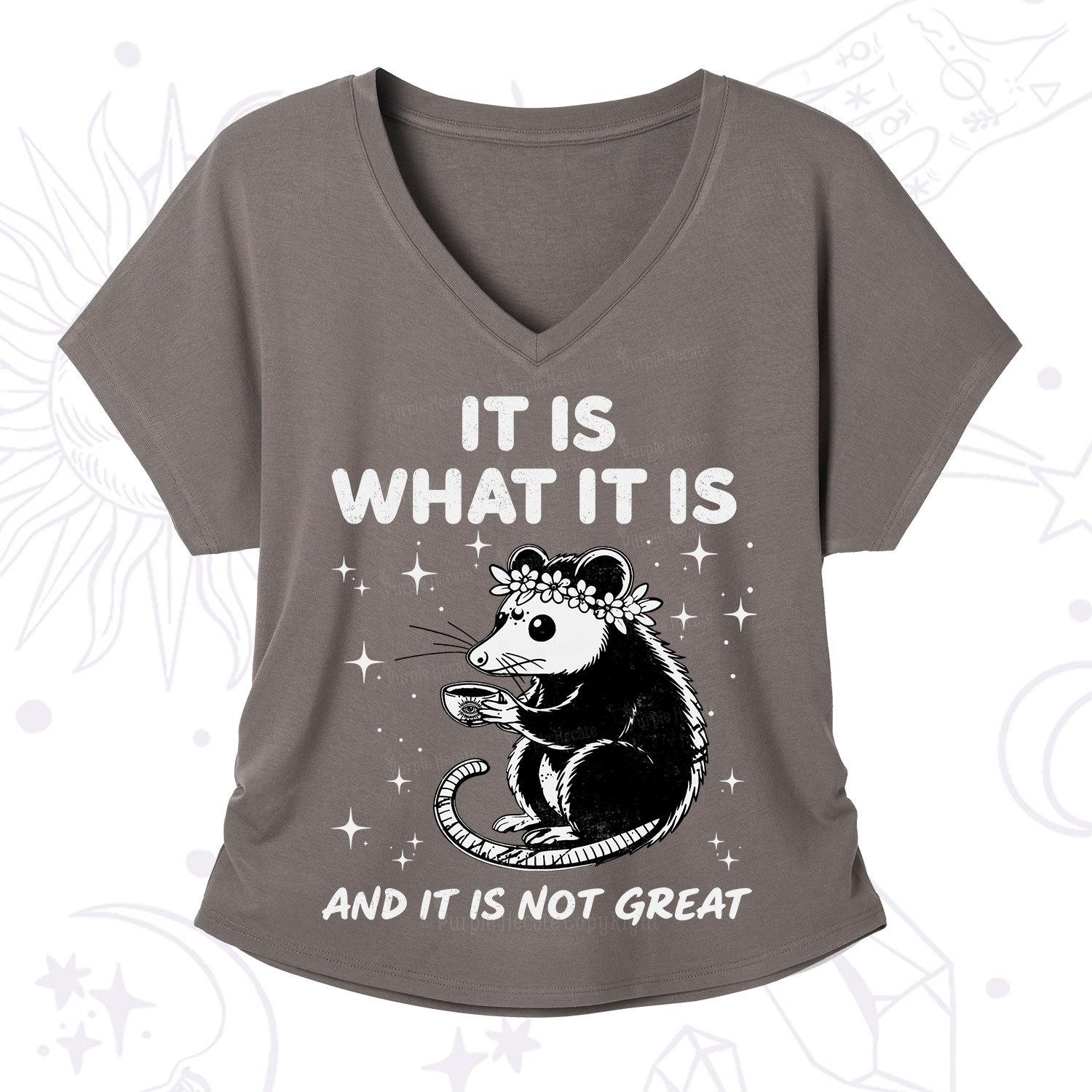 Purplehecate Possum It Is What It Is V-Neck T-Shirt