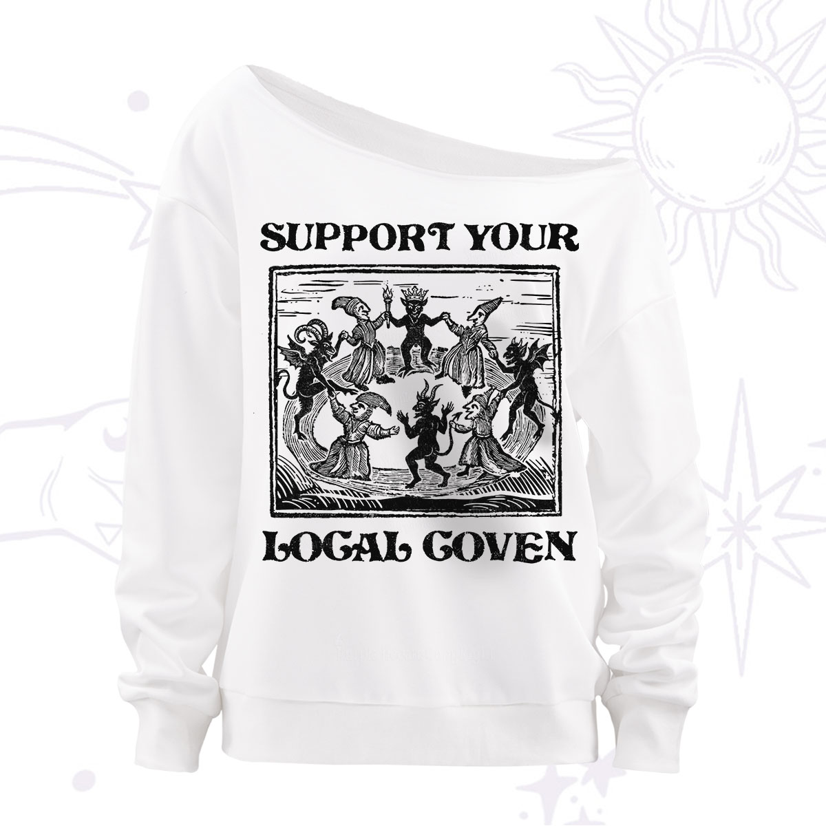 Purplehecate Support Your Local Coven Off The Shoulder Sweatshirt