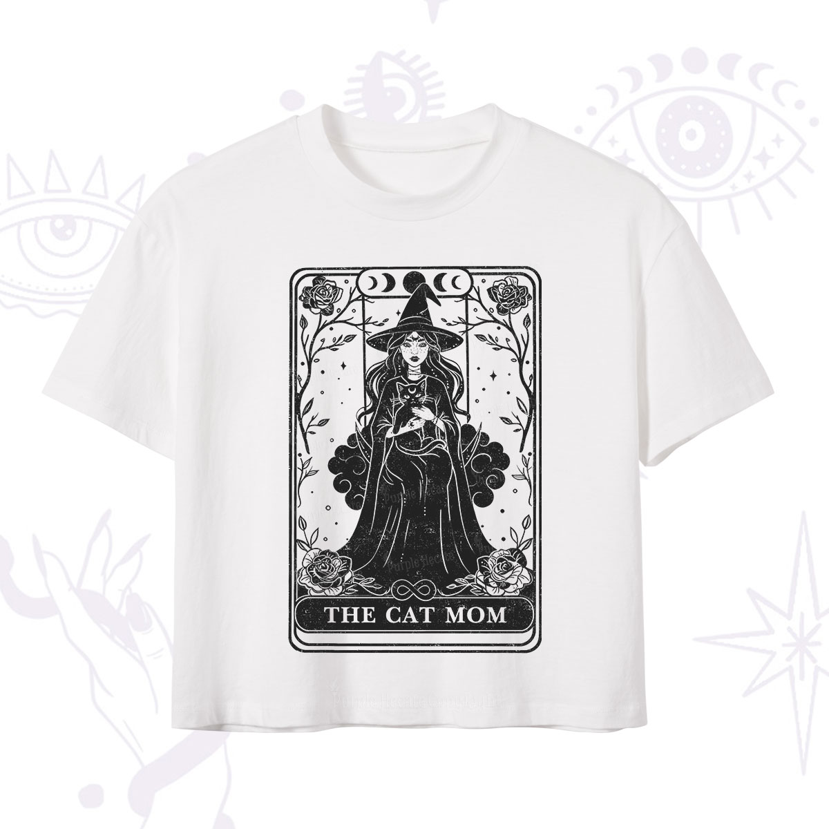 Purplehecate The Witch Cat Mom Tarot Crop T-Shirt