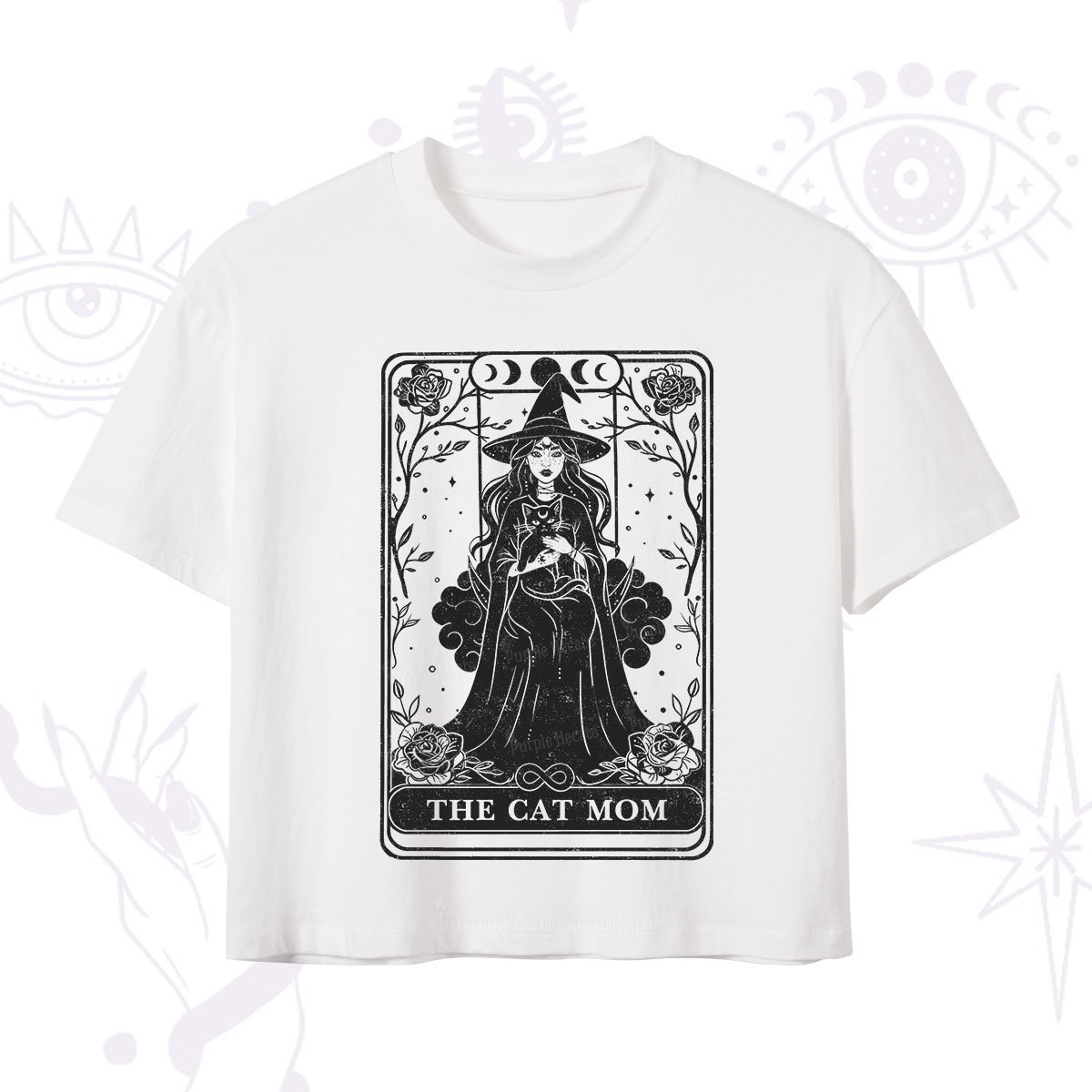 Purplehecate The Witch Cat Mom Tarot Crop T-Shirt