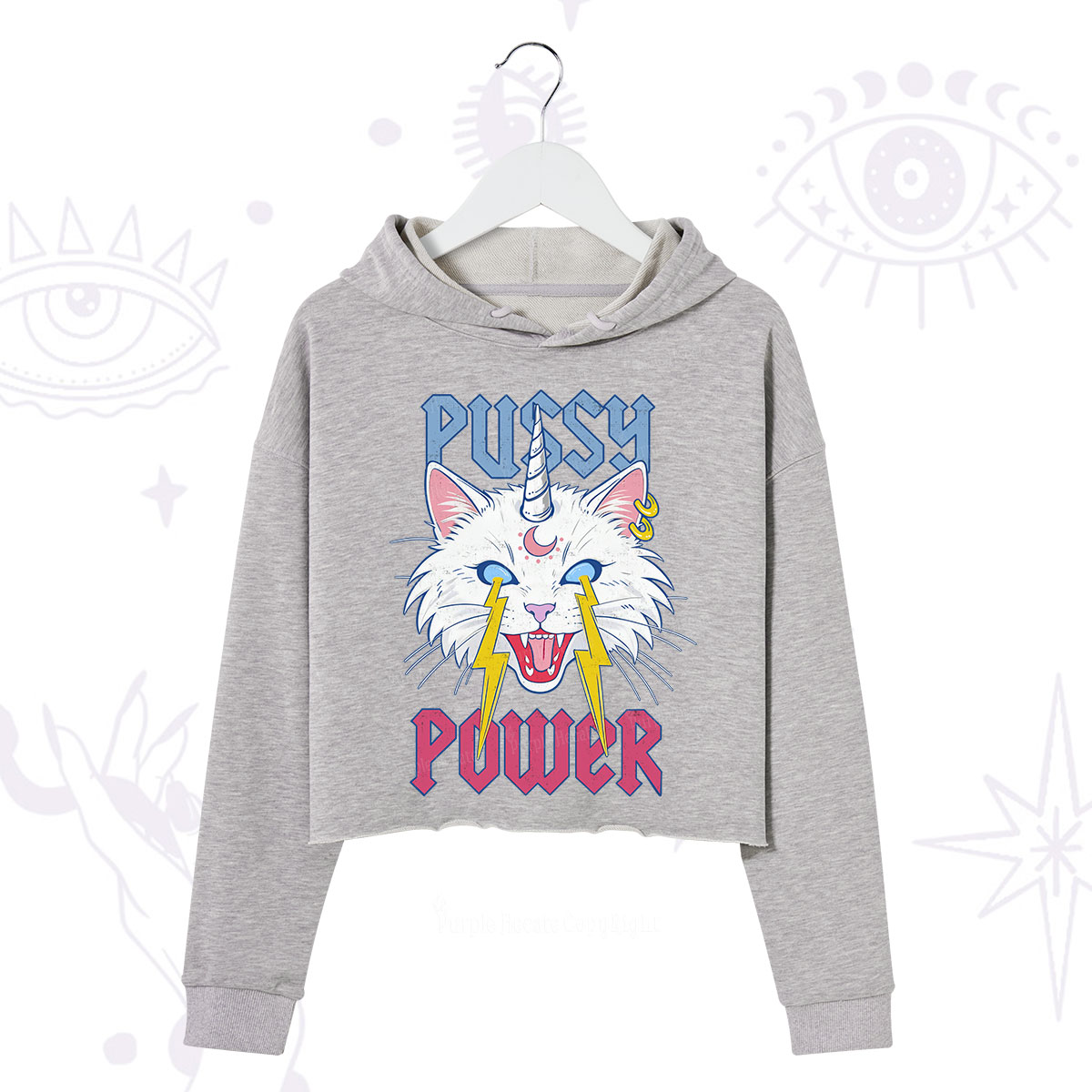 Purplehecate Pussy Power Crop Hoodie
