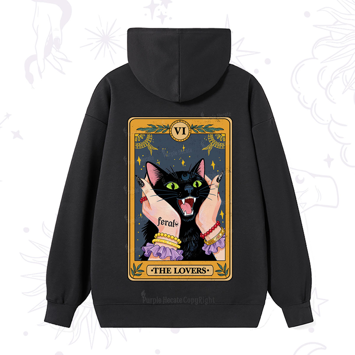 Purplehecate The Lovers Tarot Feral Cat Hoodie