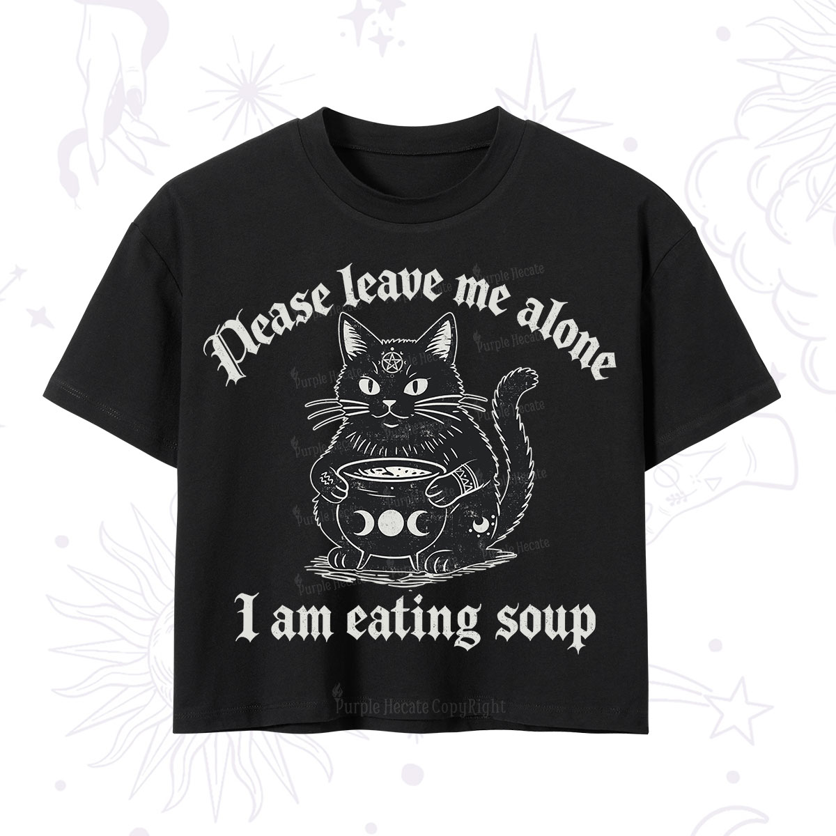 Purplehecate Magic Cat Eating Soup Crop T-Shirt