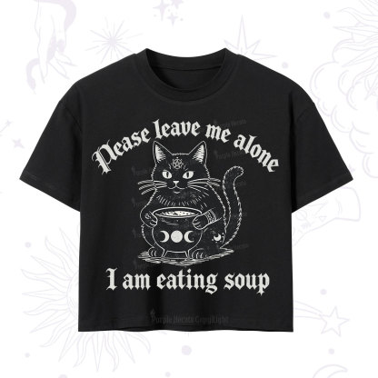 Purplehecate Magic Cat Eating Soup Crop T-Shirt