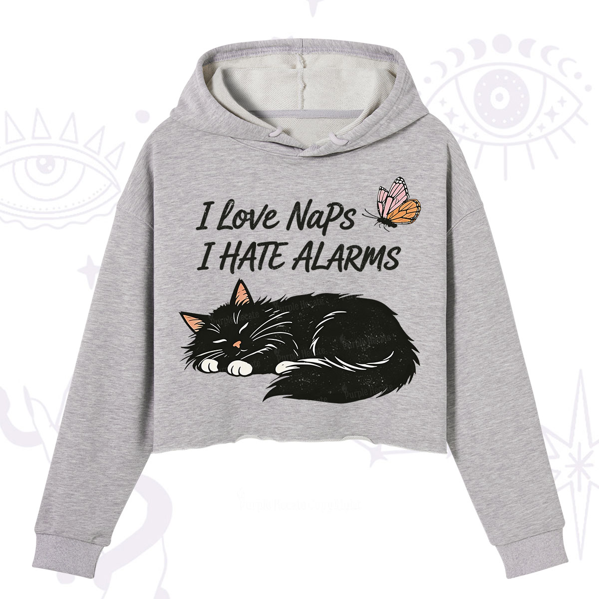 Purplehecate I Love Naps I Hate Alarms Crop Hoodie