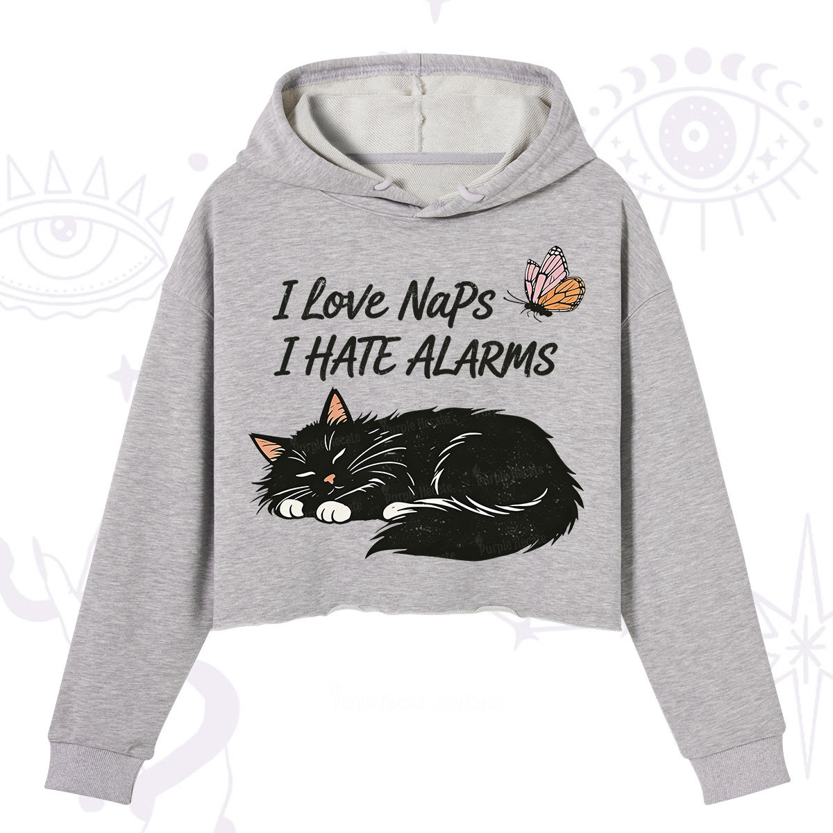 Purplehecate I Love Naps I Hate Alarms Crop Hoodie