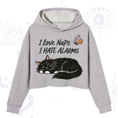 Purplehecate I Love Naps I Hate Alarms Crop Hoodie