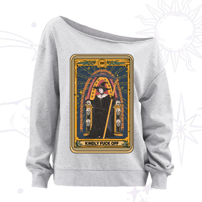 Purplehecate The Kindly Fuck Off Tarot Off The Shoulder Sweatshirt