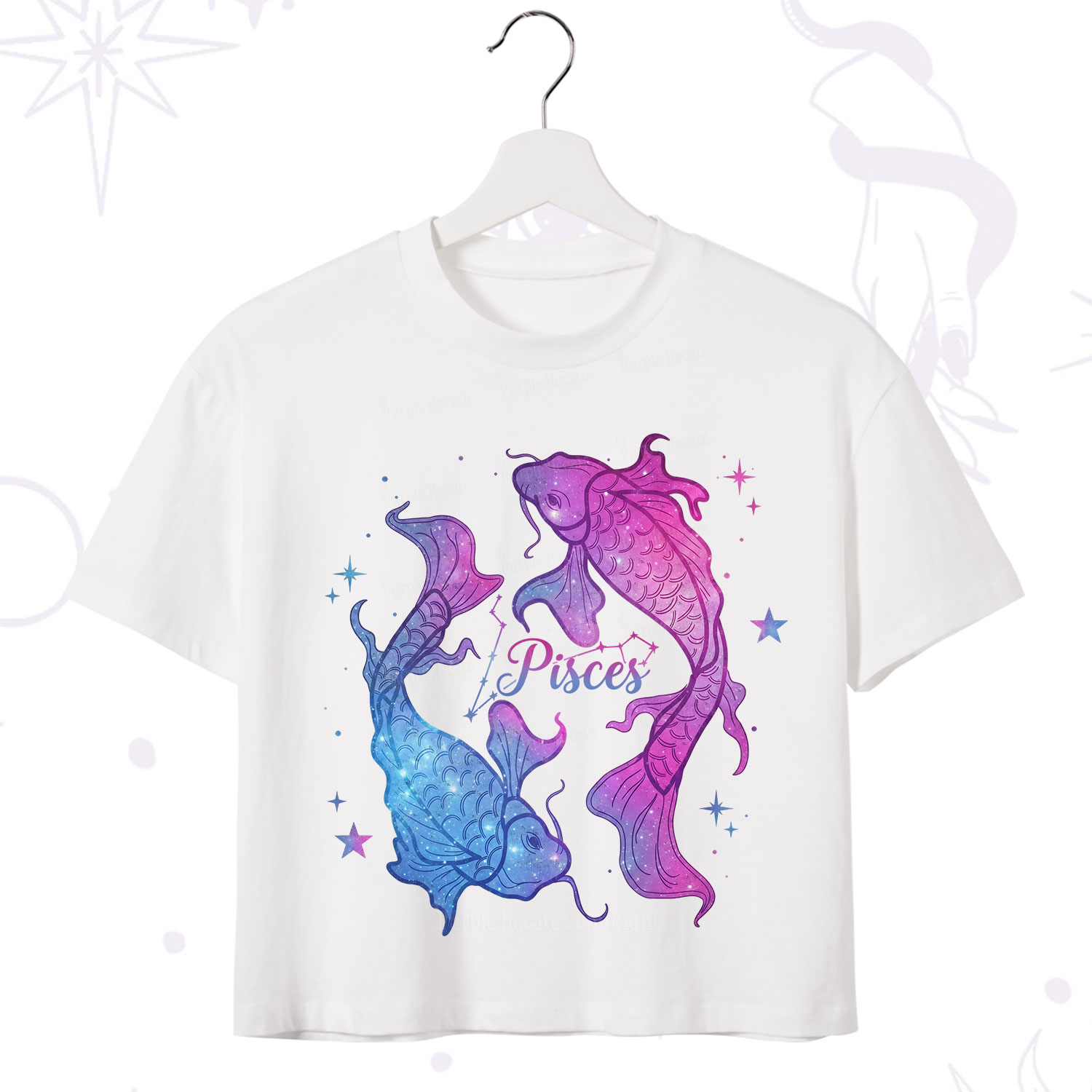 Purplehecate Pisces Zodiac Crop T-Shirt