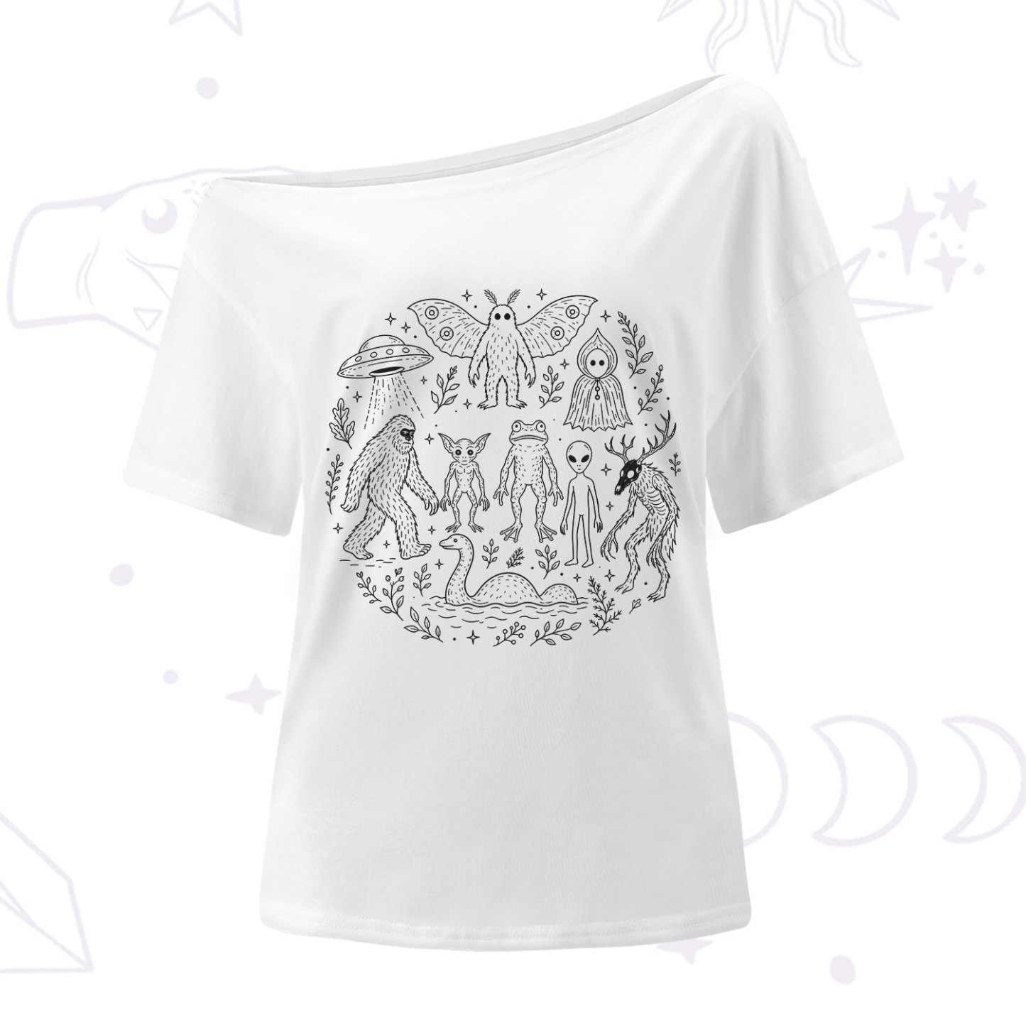 Purplehecate Respect the Locals Cryptid One Shoulder T-Shirt