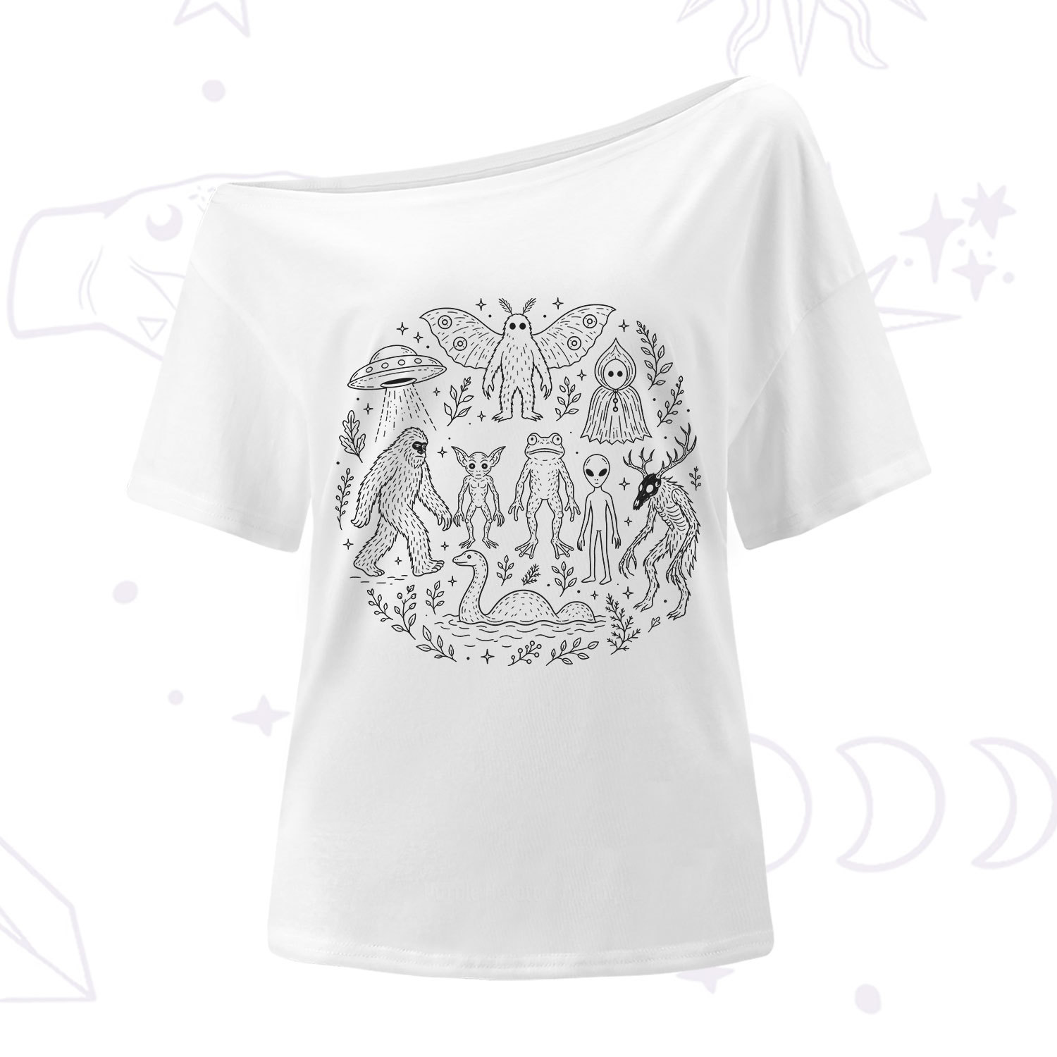 Purplehecate Respect the Locals Cryptid One Shoulder T-Shirt