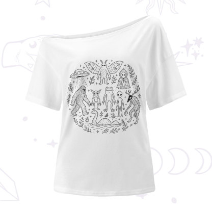 Purplehecate Respect the Locals Cryptid One Shoulder T-Shirt