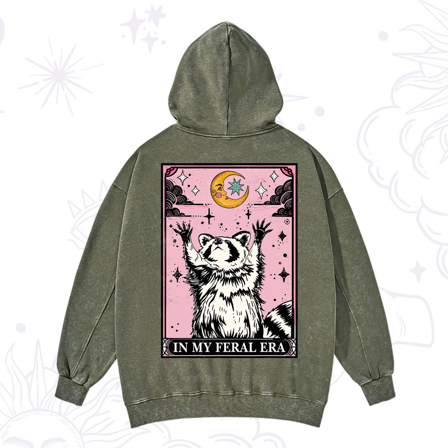 Purplehecate The In My Feral Era Tarot Raccoon Washed Hoodie