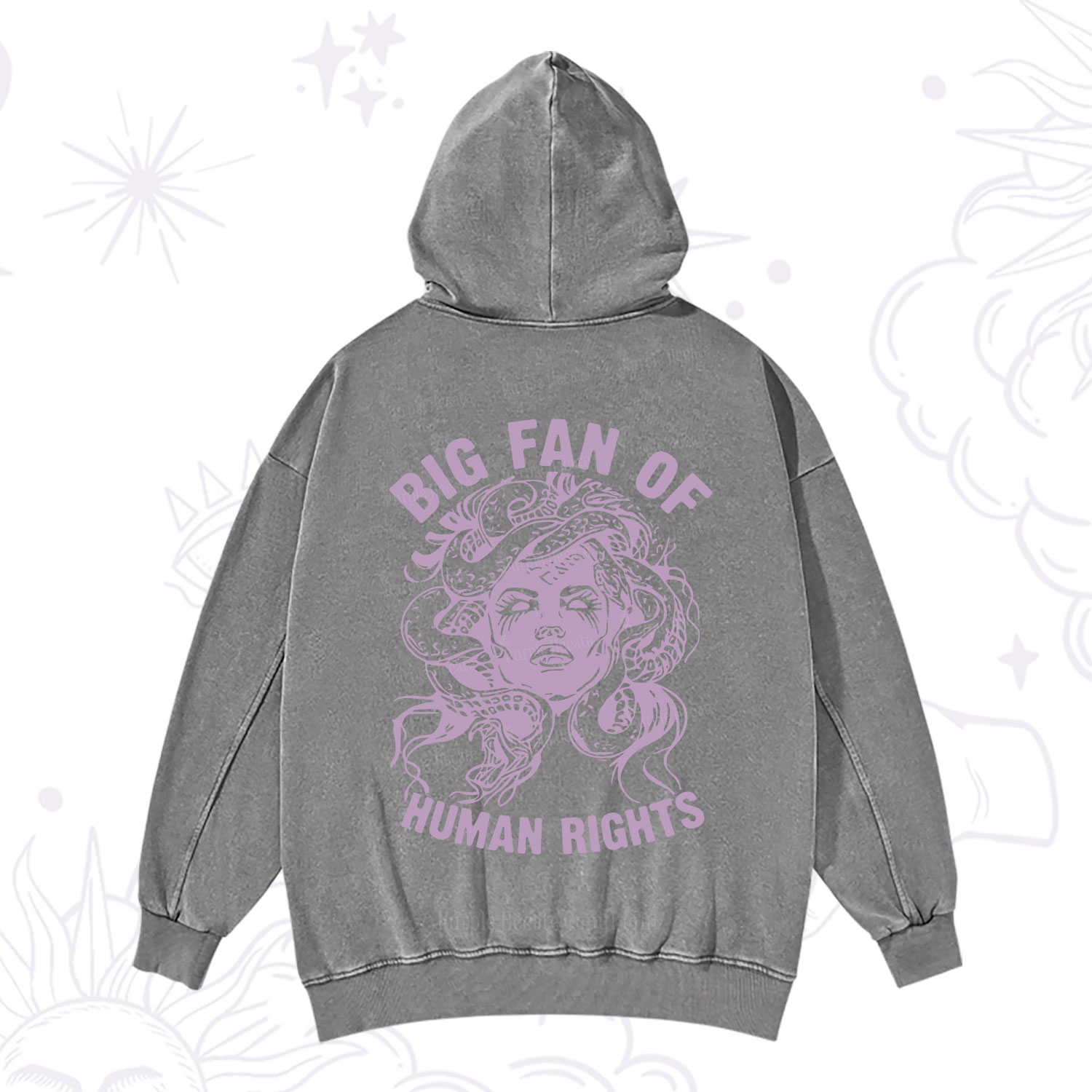 Purplehecate Big Fan of Human Rights Washed Hoodie