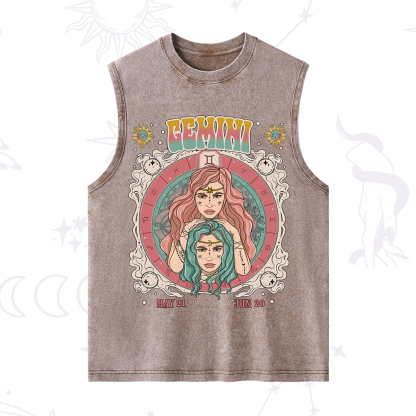 Purplehecate Gemini Cosmic Zodiac Washed Tank