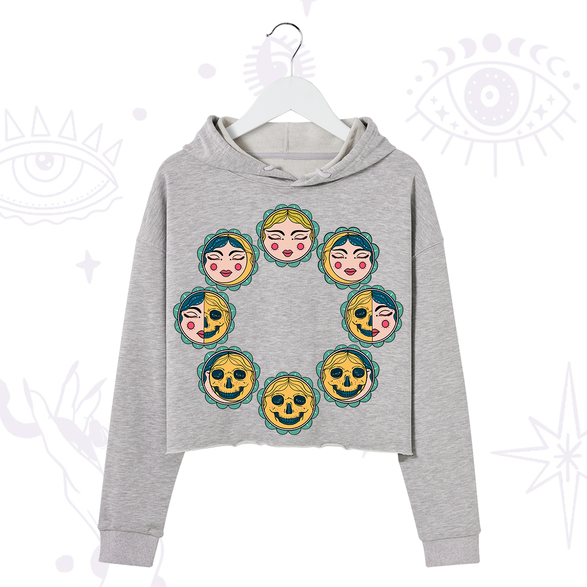 Purplehecate Lunar Skull Cycle Crop Hoodie
