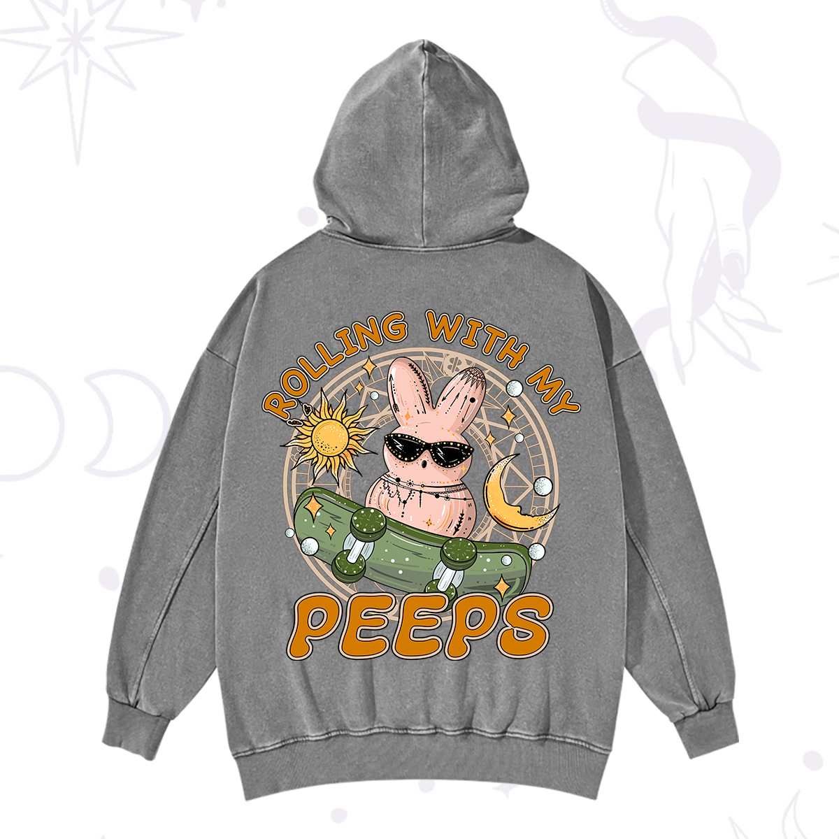 Purplehecate Rolling With My Peeps Washed Hoodie