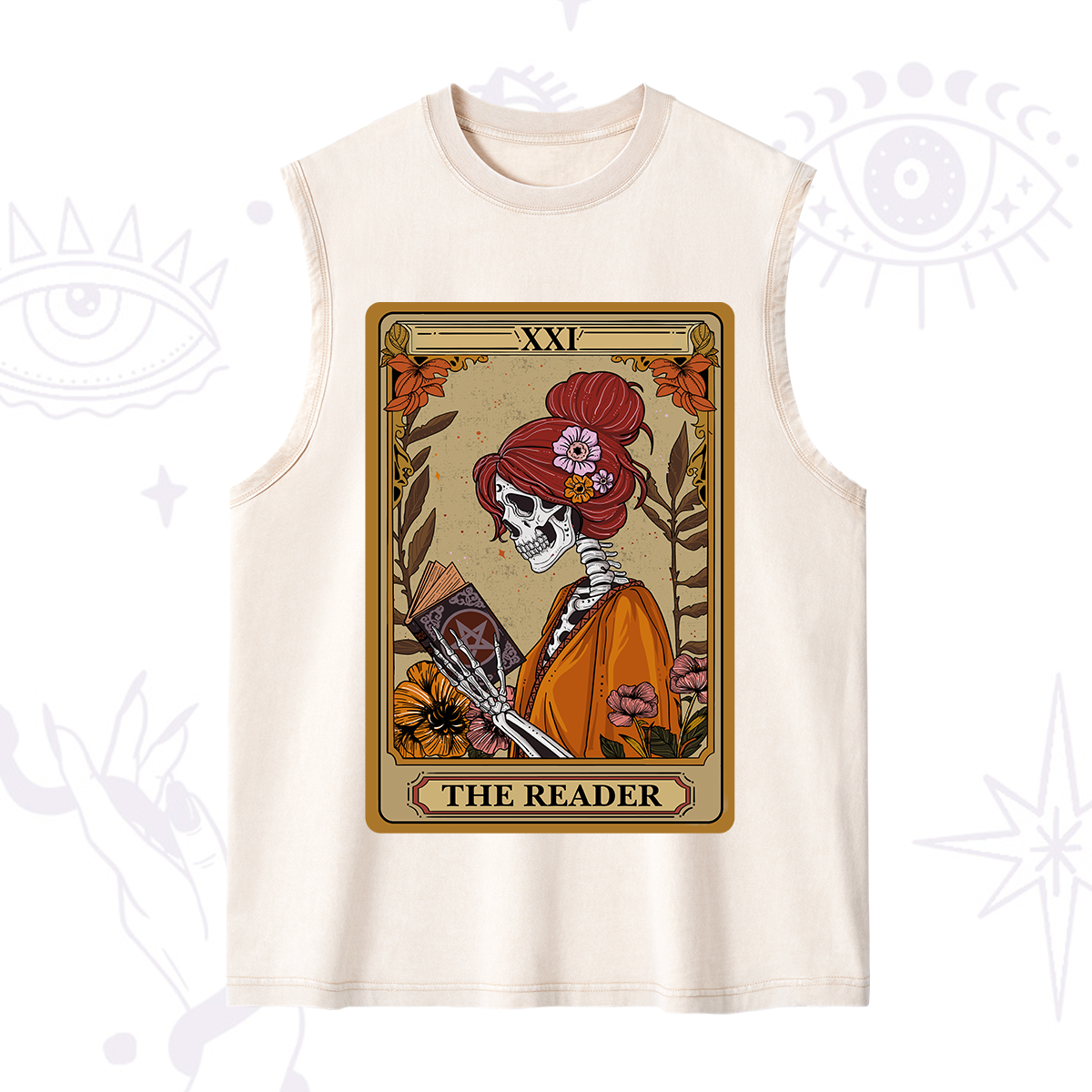 Purplehecate The Reader Tarot Card Skeleton Washed Tank