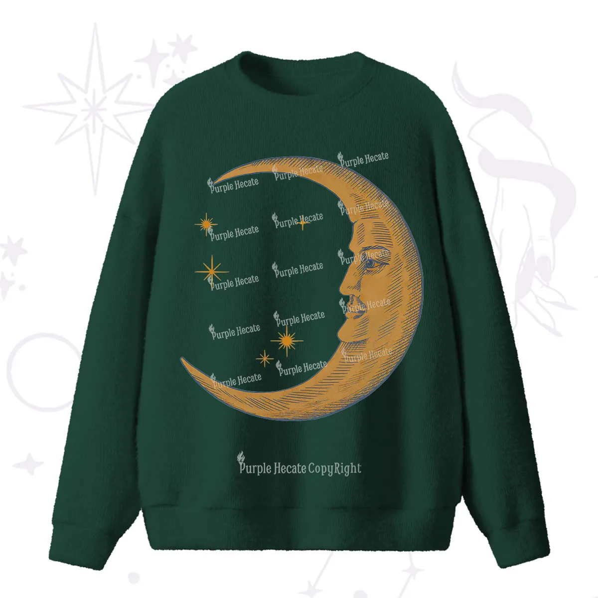 Purplehecate Celestial Moon Fuzzy Ugly Sweater