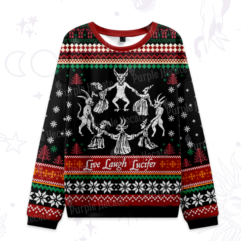 Purplehecate Live Laugh Lucifer Ugly Christmas Sweatshirts