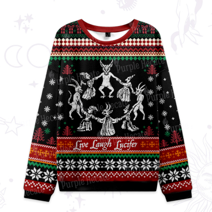 Purplehecate Live Laugh Lucifer Ugly Christmas Sweatshirts