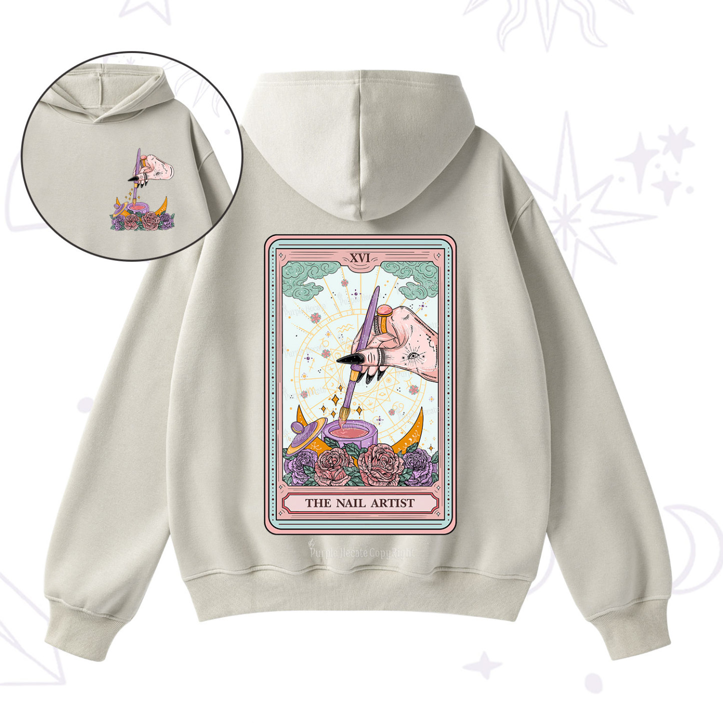 Purplehecate The Nail Artist Tarot Card Fleece Hoodie Suit