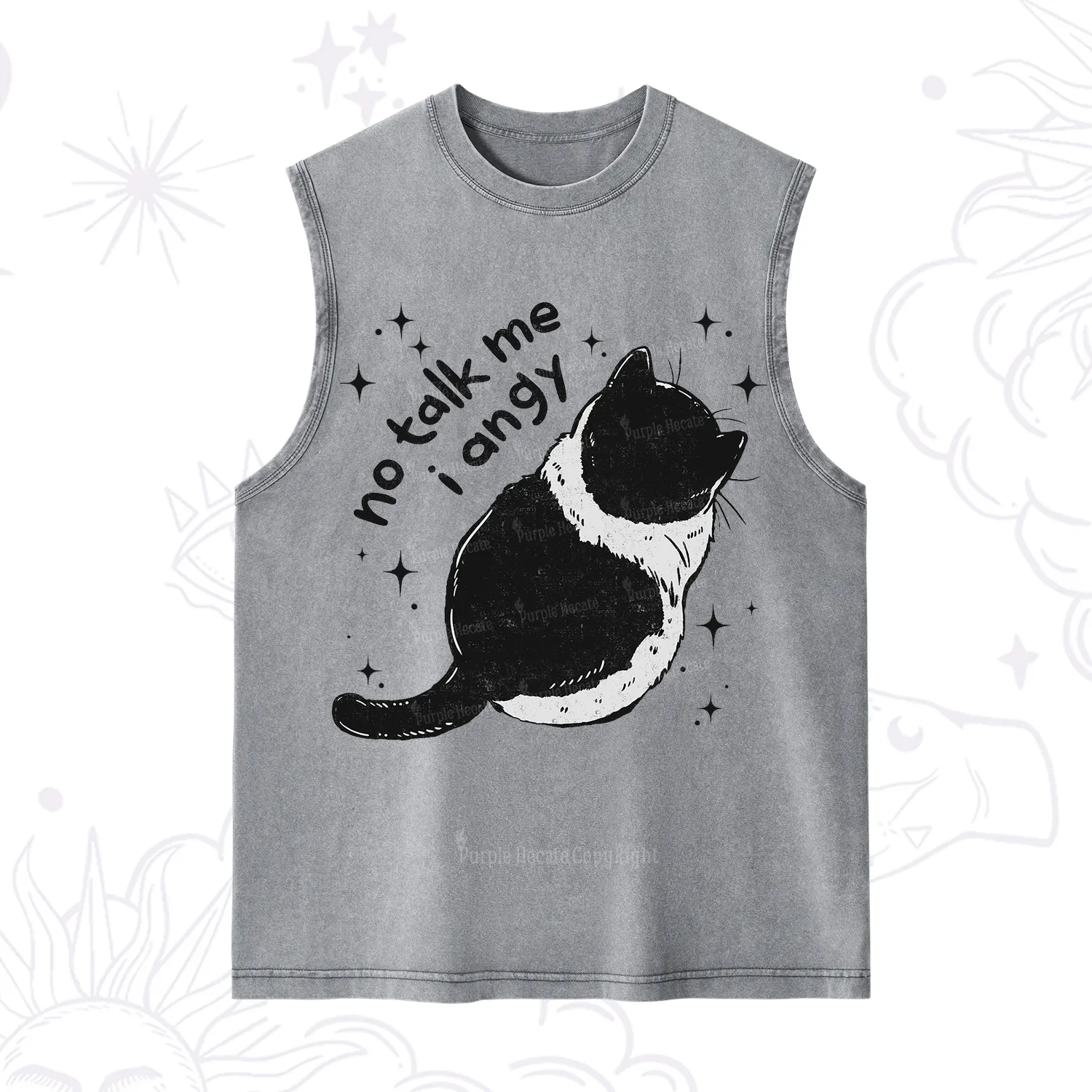 Purplehecate No Talk Me Im Angy Cat Washed Tank