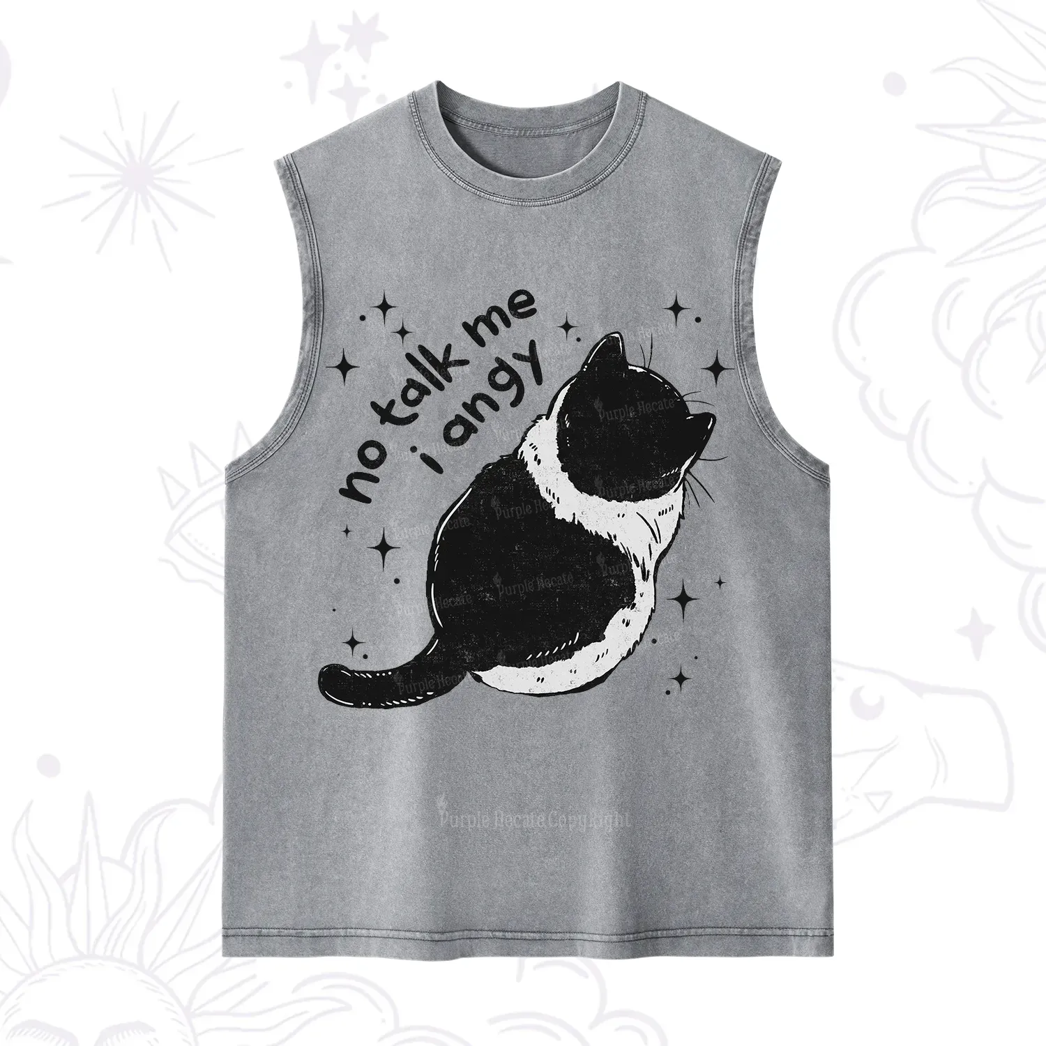 Purplehecate No Talk Me Im Angy Cat Washed Tank