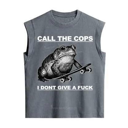 Purplehecate Call The Cops Frog Vintage Washed Tank