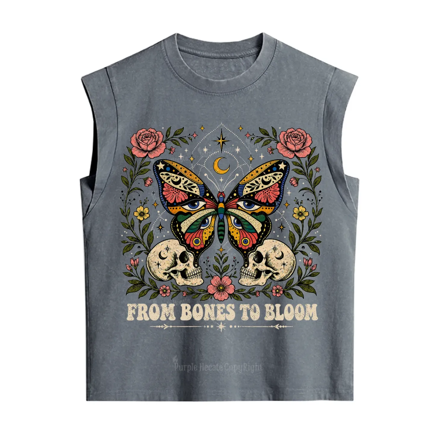 Purplehecate From Bones to Bloom Butterfly Vintage Washed Tank