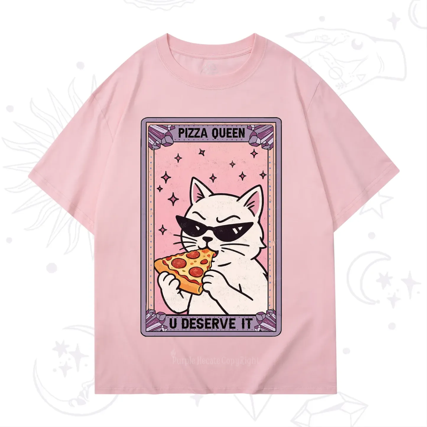 Purplehecate The Pizza Queen Cat Tarot T-Shirt