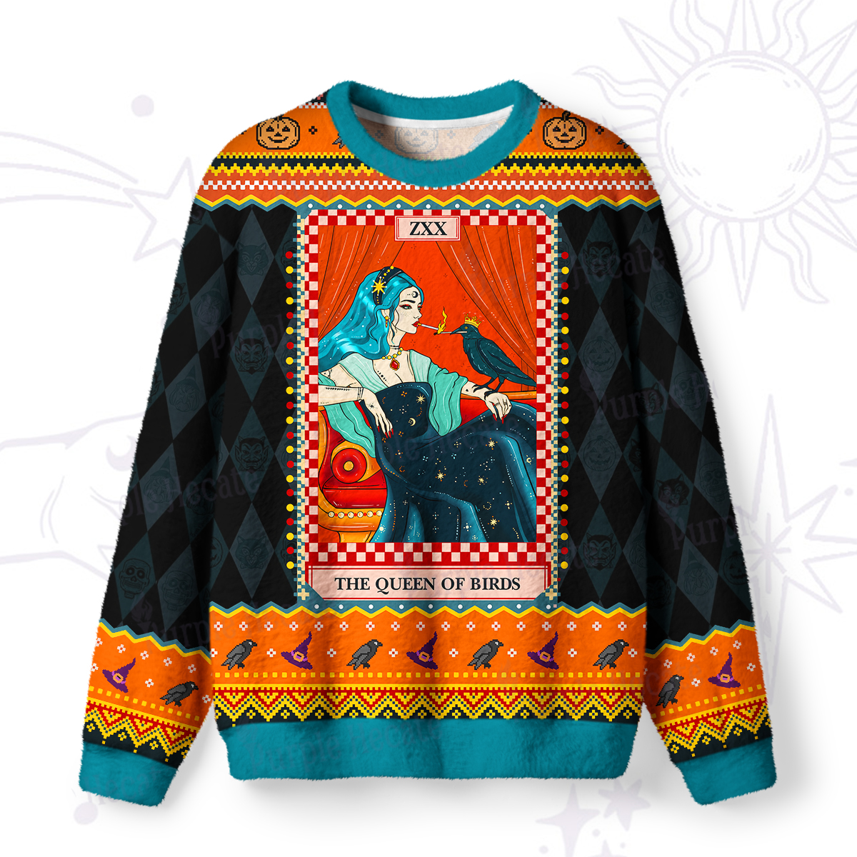 Purplehecate The Queen Of Birds Tarot Ugly Halloween Sweatshirts