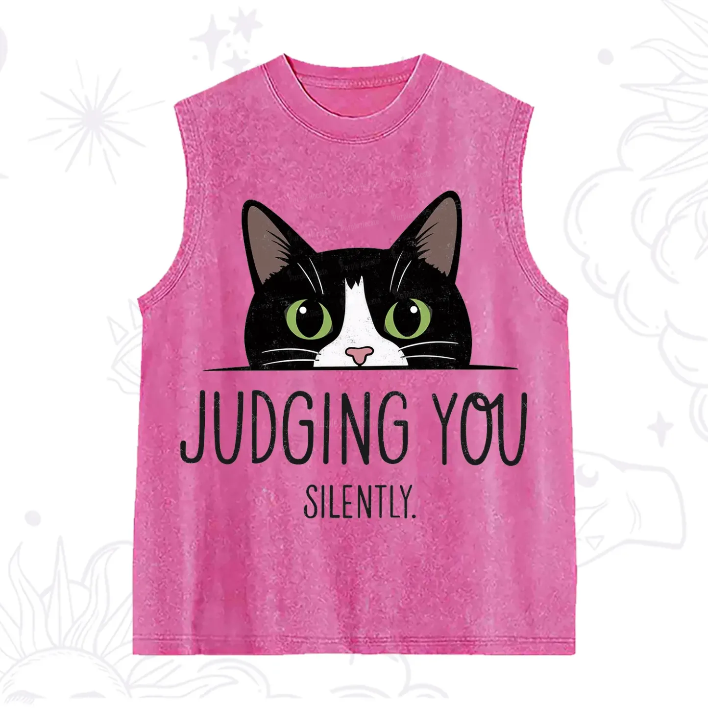 Purplehecate Cute Cat Judging You Silently Washed Tank