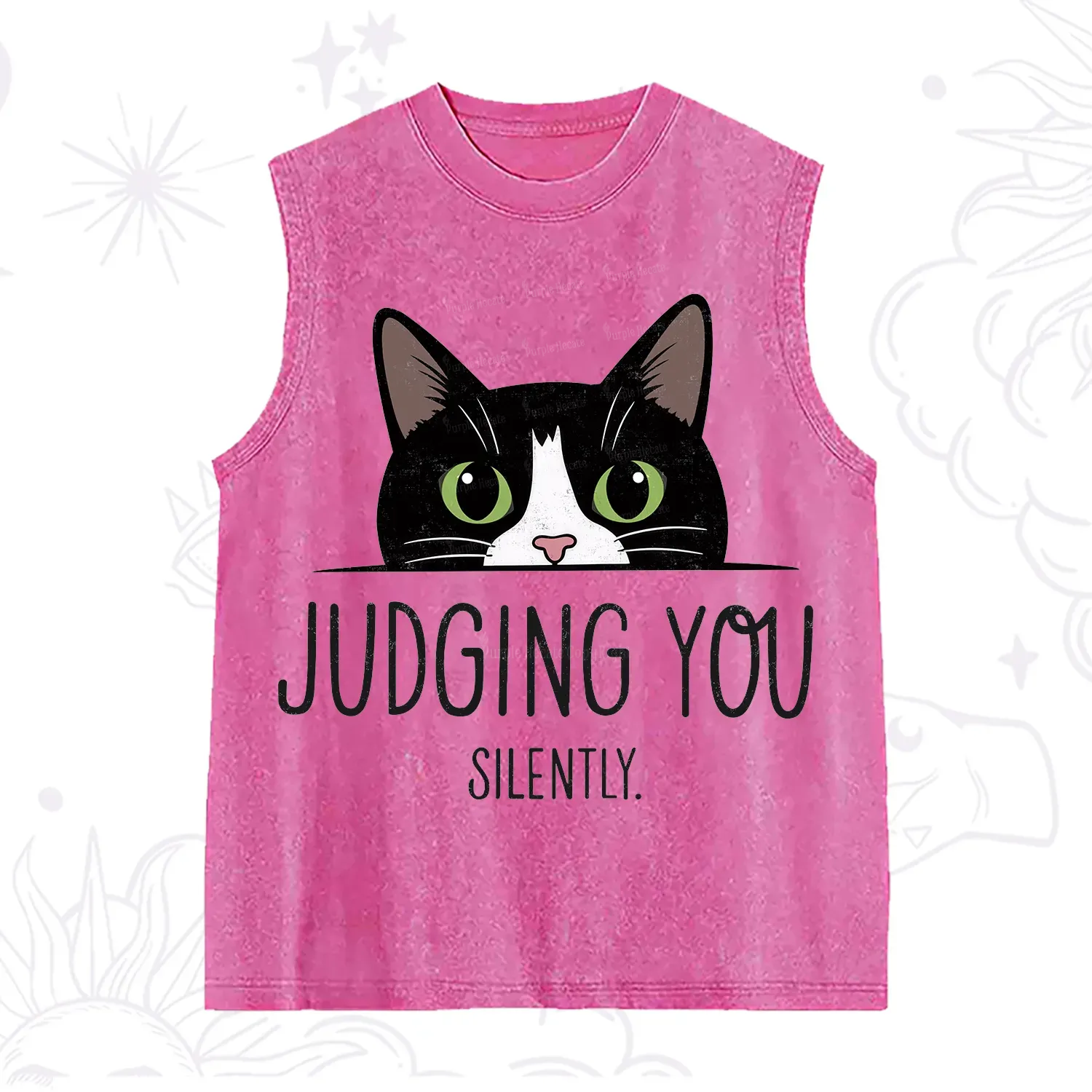 Purplehecate Cute Cat Judging You Silently Washed Tank