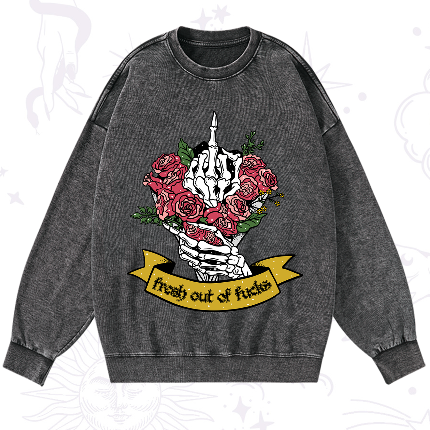 Magic Purplehecate Fresh Out Of Fucks Washed Sweatshirt