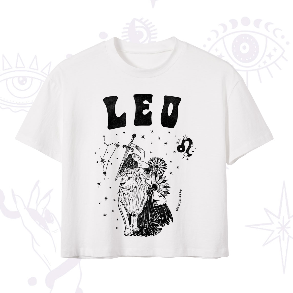 Purplehecate Leo Zodiac Glyphs Crop T-Shirt 