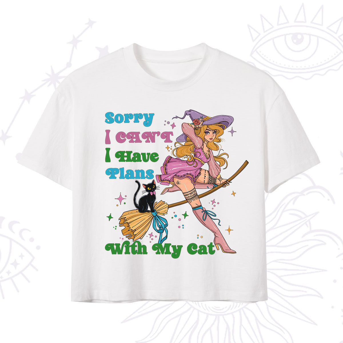 Purplehecate Sorry I Can��t I Have Plans With My Cat Crop T-Shirt