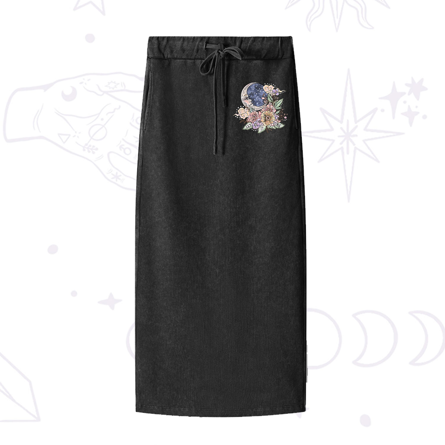 Purplehecate Let It Be Washed Drawstring Long Skirt