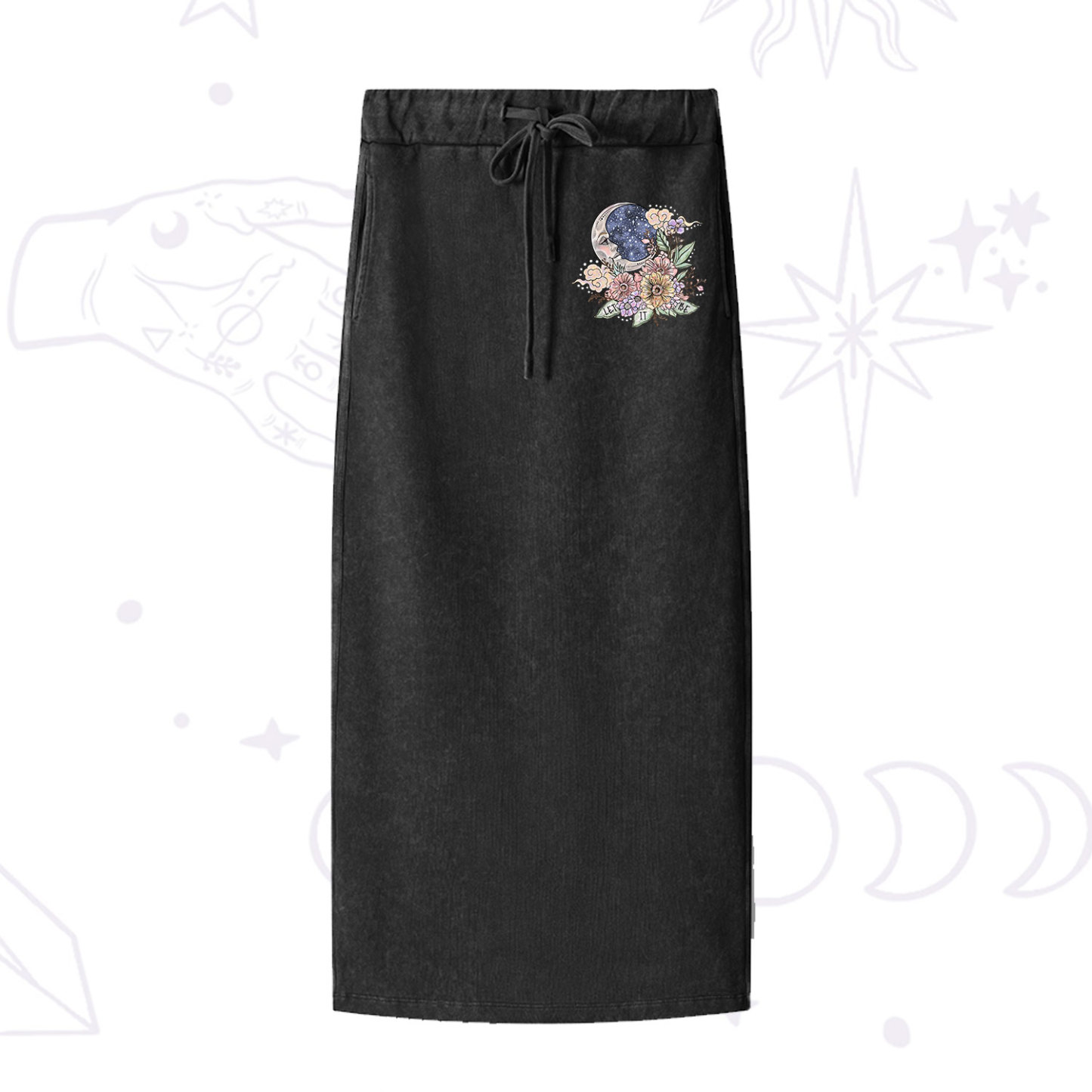 Purplehecate Let It Be Washed Drawstring Long Skirt