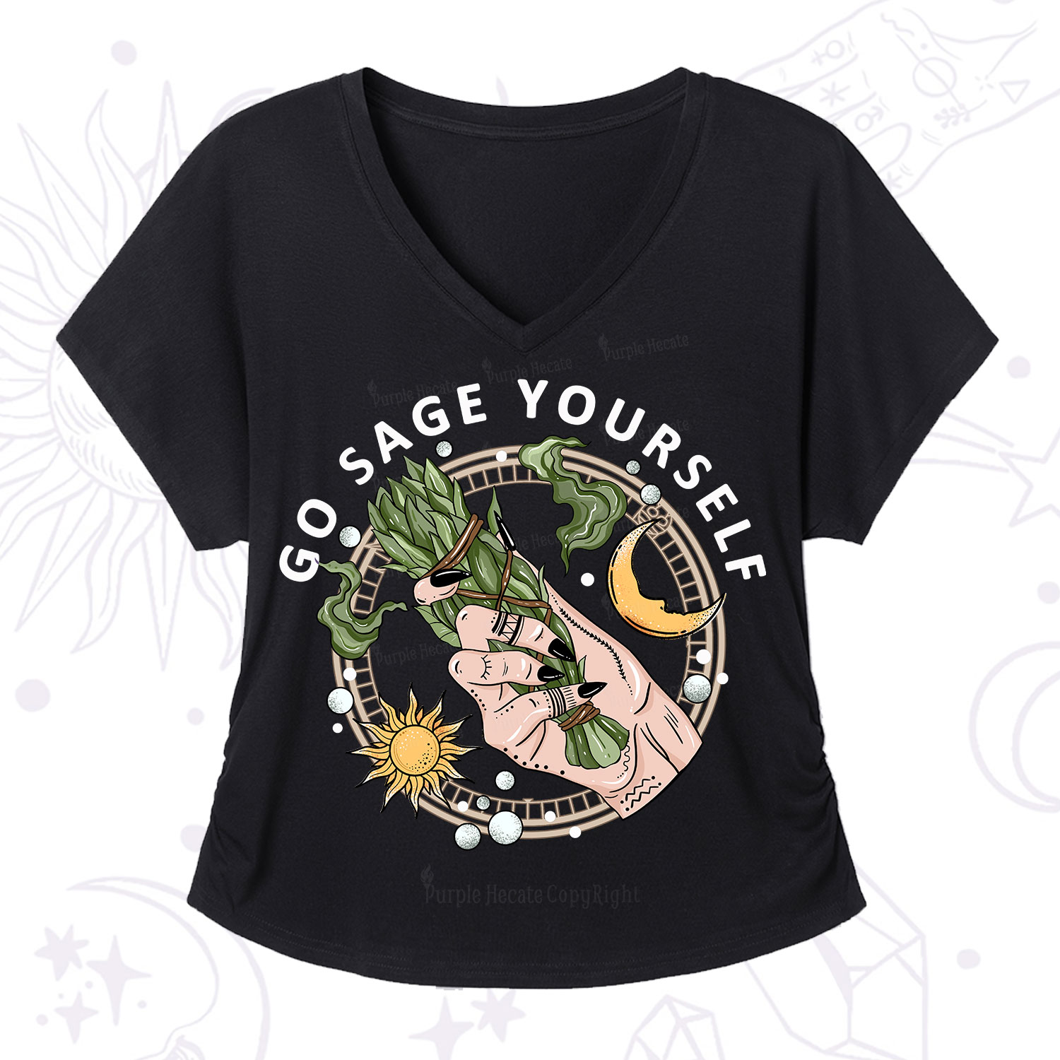 Purplehecate Go Sage Yourself V-Neck T-Shirt