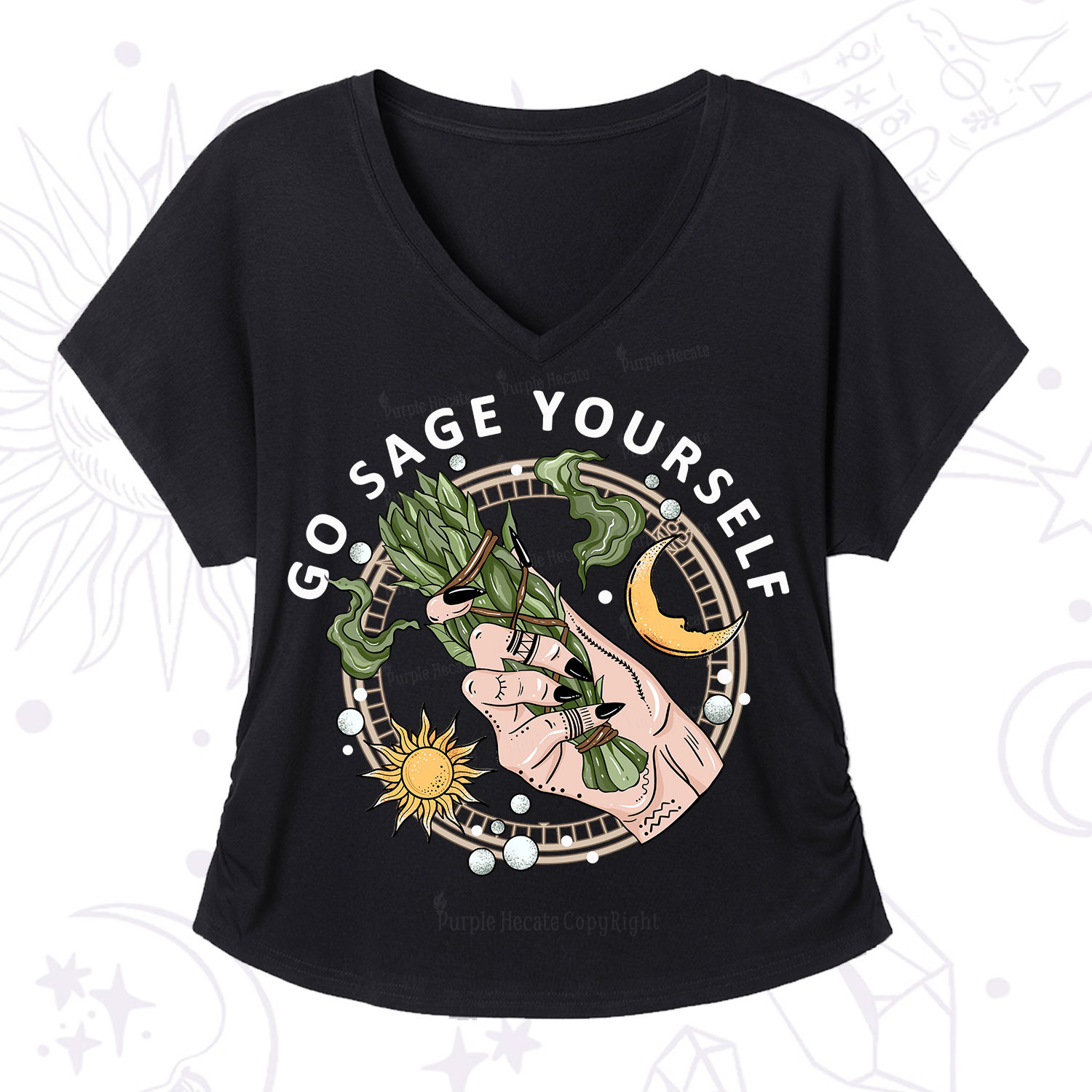 Purplehecate Go Sage Yourself V-Neck T-Shirt