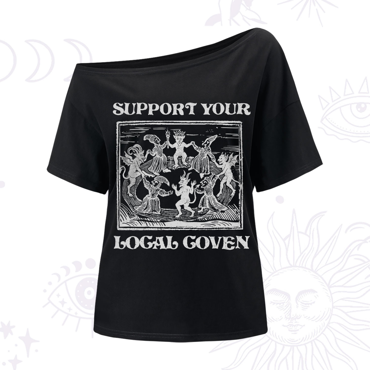 Purplehecate Support Your Local Coven One Shoulder T-Shirt
