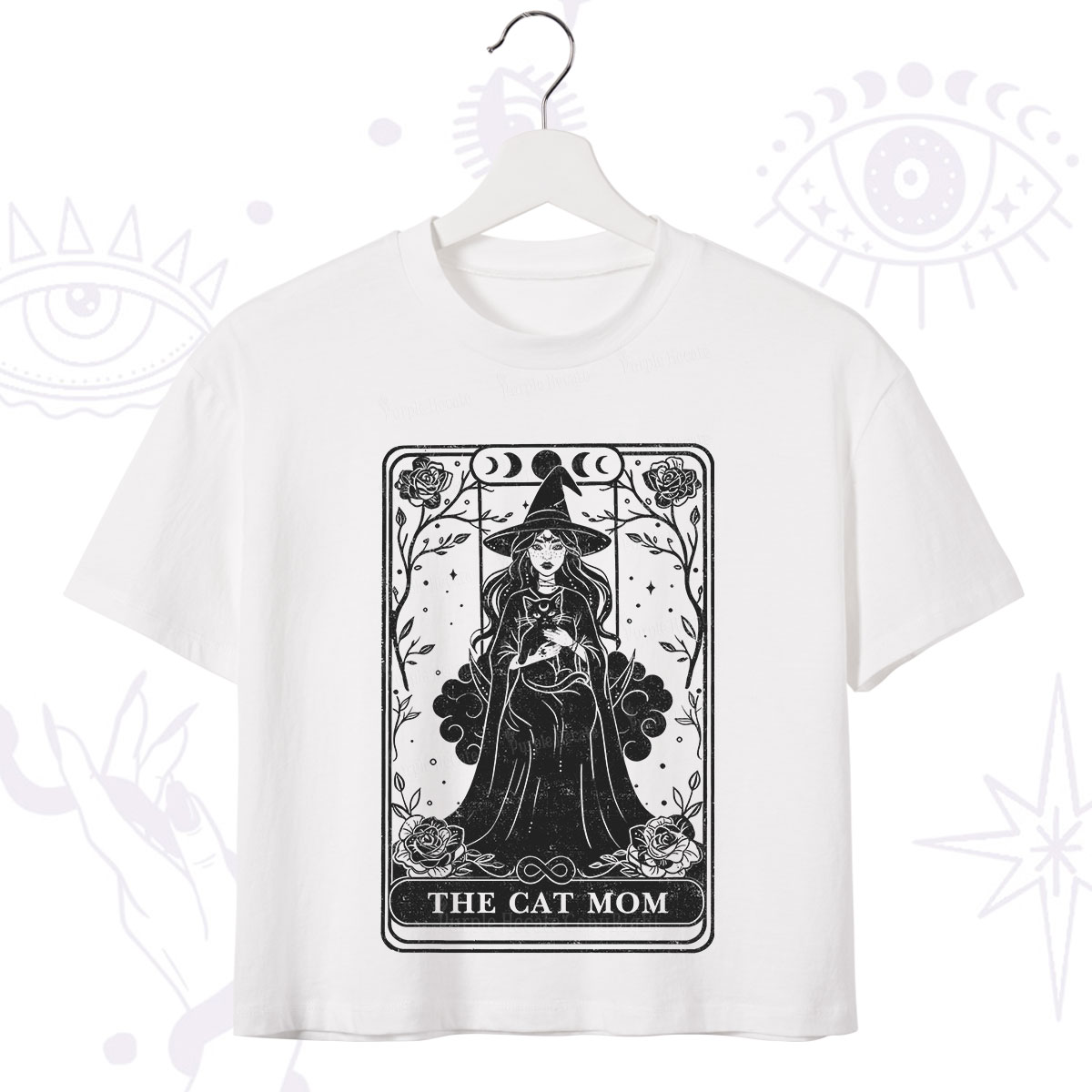 Purplehecate The Witch Cat Mom Tarot Crop T-Shirt