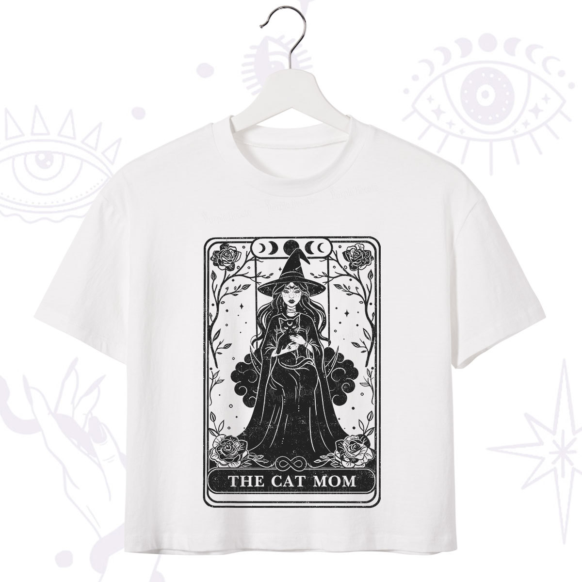 Purplehecate The Witch Cat Mom Tarot Crop T-Shirt