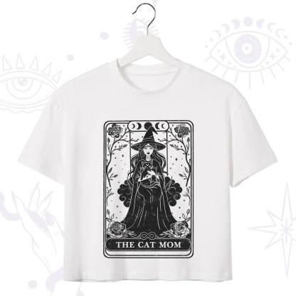 Purplehecate The Witch Cat Mom Tarot Crop T-Shirt