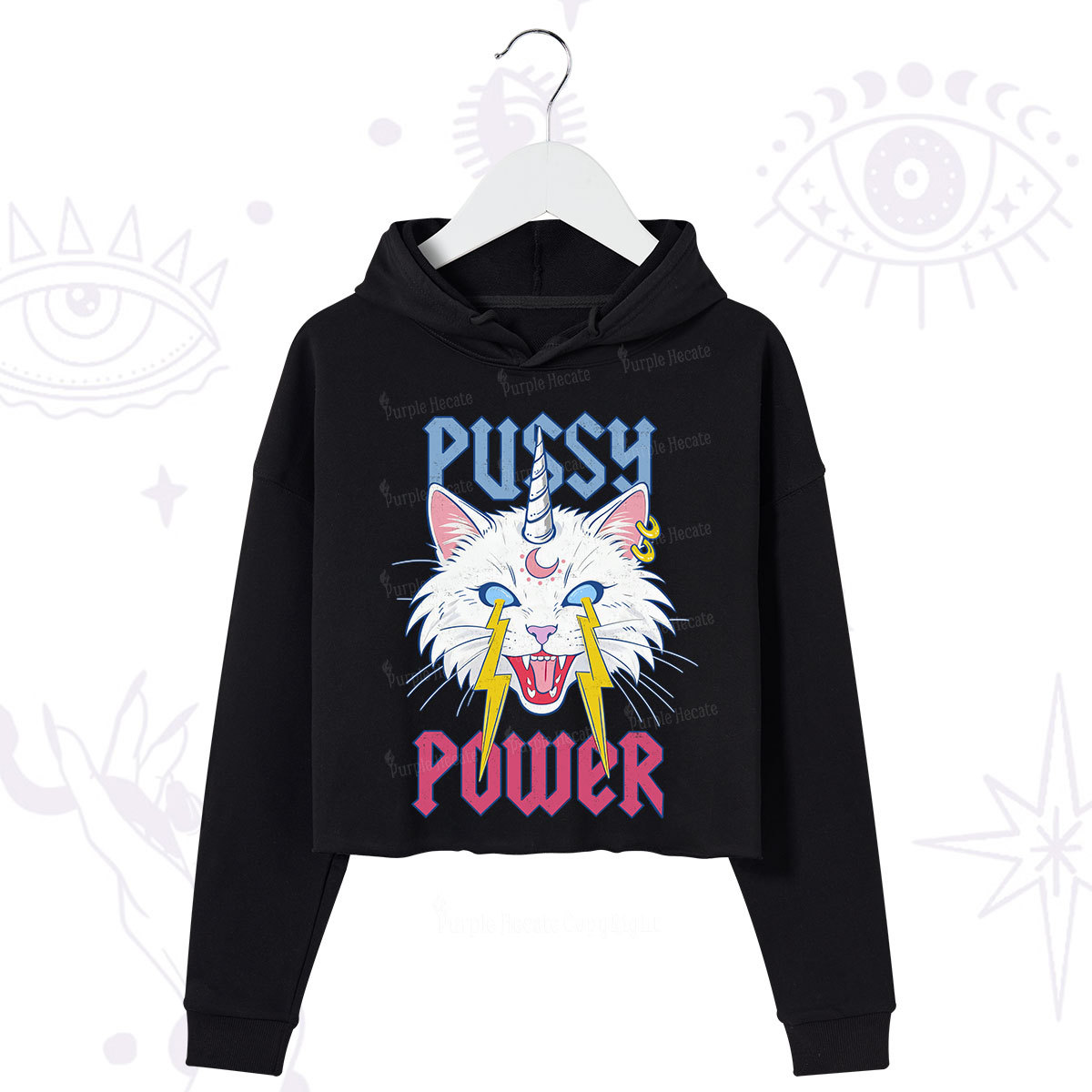 Purplehecate Pussy Power Crop Hoodie