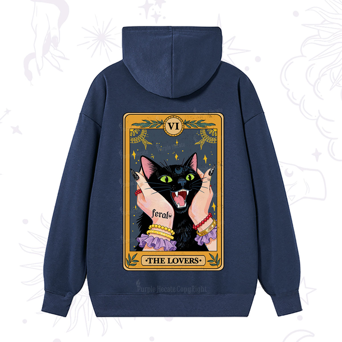 Purplehecate The Lovers Tarot Feral Cat Hoodie