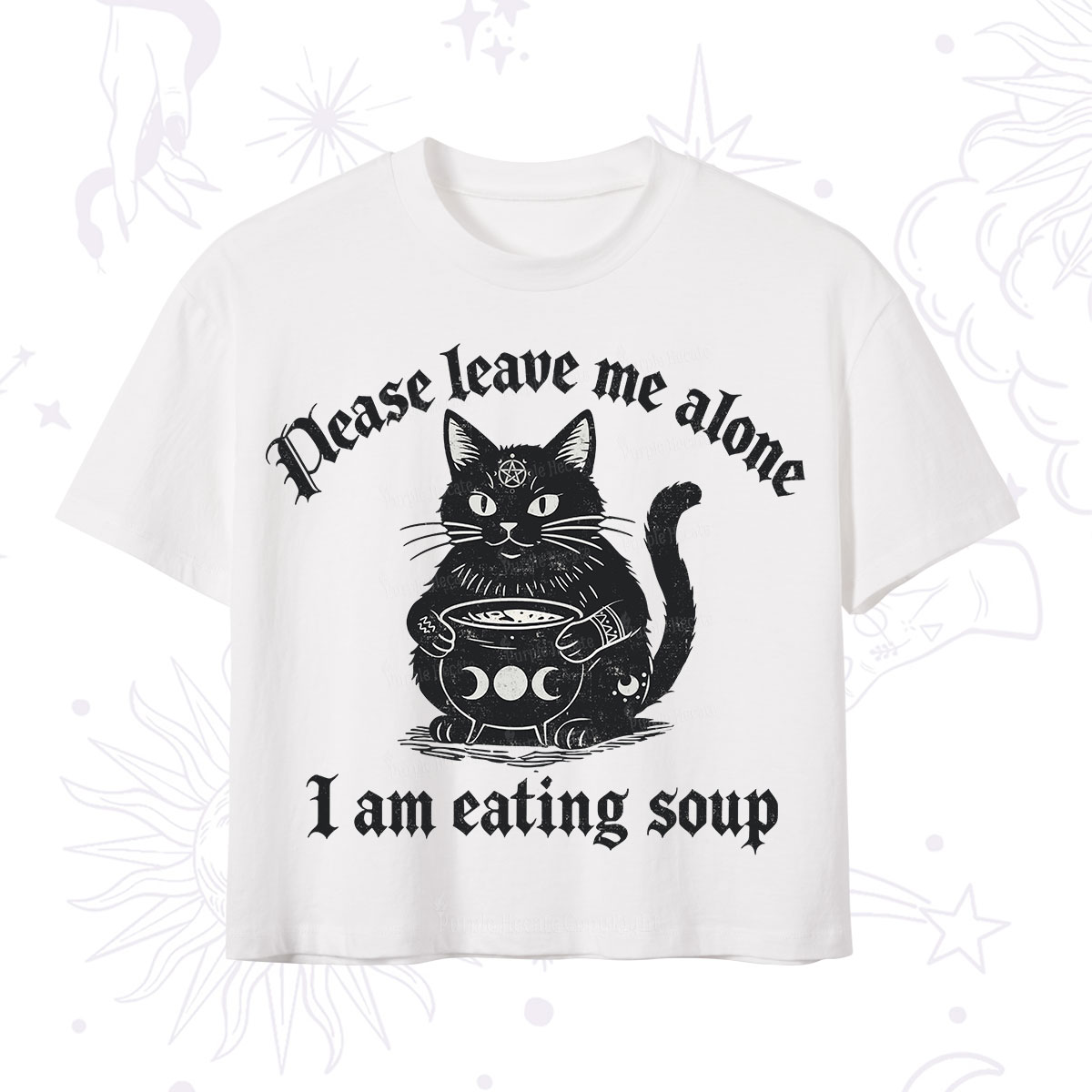 Purplehecate Magic Cat Eating Soup Crop T-Shirt