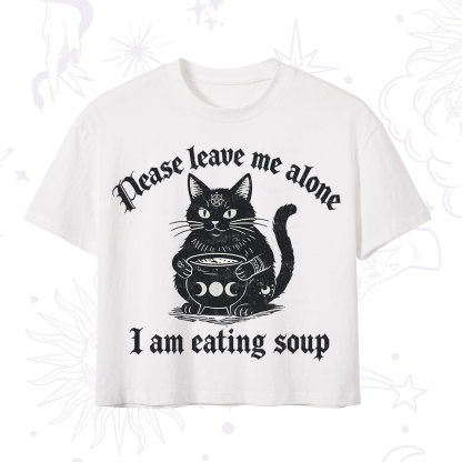 Purplehecate Magic Cat Eating Soup Crop T-Shirt